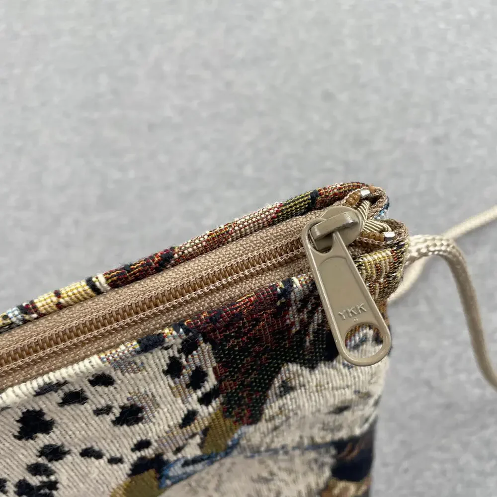 Vintage Dog Print Tapestry Bag Crossbody Purse Cottagecore Retro Pockets